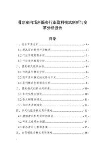 滑冰室内场所服务行业盈利模式创新与变革分析报告