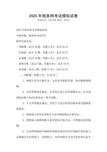 2025年稅務(wù)師考試模擬試卷