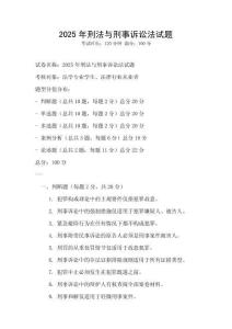 2025年刑法與刑事訴訟法試題