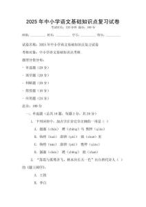 2025年中小学语文基础知识点复习试卷