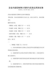 企業內部控制審計準則與實務應用測試卷