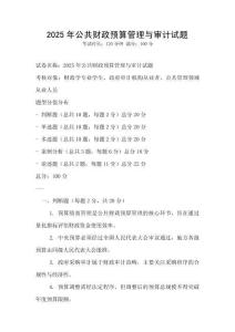 2025年公共財(cái)政預(yù)算管理與審計(jì)試題