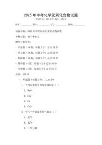 2025年中考化學元素化合物試題