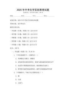 2025年中考化学实验原理试题