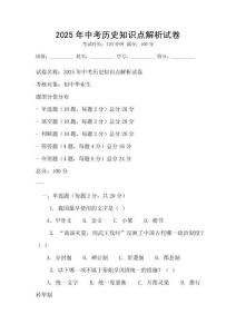 2025年中考历史知识点解析试卷
