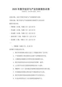 2025年數字經濟與產業創新報告試卷