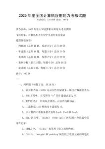 2025年度全国计算机应用能力考核试题