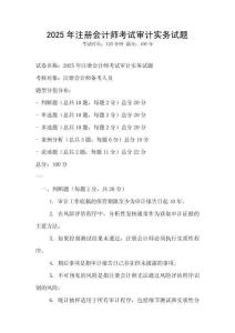 2025年注冊會計師考試審計實務試題
