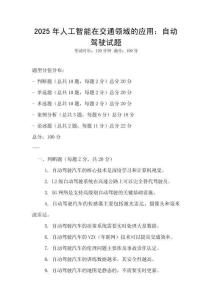2025年人工智能在交通領(lǐng)域的應(yīng)用：自動駕駛試題