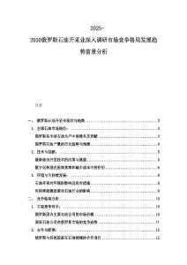 2025-2030俄罗斯石油开采业深入调研市场竞争格局发展趋势前景分析