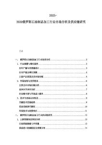 2025-2030俄罗斯石油制品加工行业市场分析及供应链研究