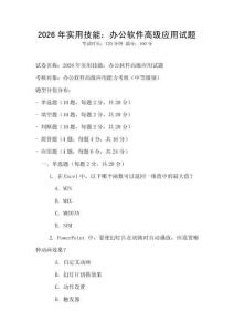 2026年實用技能：辦公軟件高級應用試題