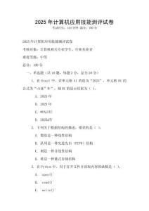 2025年計算機應用技能測評試卷