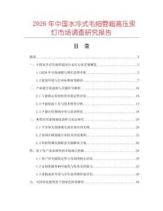 2026年中国水冷式毛细管超高压汞灯市场调查研究报告