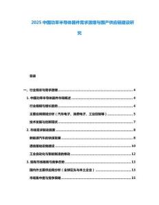 2025中國(guó)功率半導(dǎo)體器件需求激增與國(guó)產(chǎn)供應(yīng)鏈建設(shè)研究