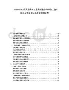 2025-2030俄羅斯森林工業(yè)資源整合與深加工技術(shù)應(yīng)用及市場國際化拓展規(guī)劃研究