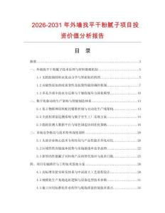 2026-2031年外墻找平干粉膩子項目投資價值分析報告