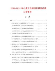 2026-2031年小便衛洗閥項目投資價值分析報告