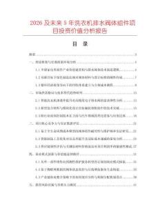 2026及未來5年洗衣機排水閥體組件項目投資價值分析報告