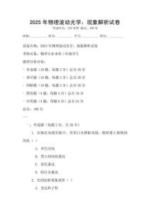 2025年物理波動(dòng)光學(xué)：現(xiàn)象解析試卷