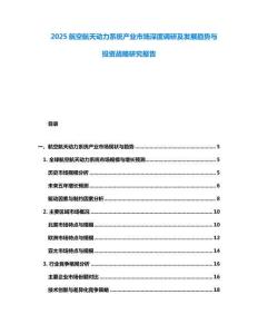 2025航空航天動力系統產業市場深度調研及發展趨勢與投資戰略研究報告