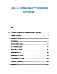 2025-2030社區(qū)零售業(yè)態(tài)崛起與下沉市場拓展戰(zhàn)略及投融資風(fēng)向研究報(bào)告