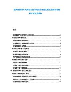捷克智能汽車充電樁行業(yè)市場現(xiàn)狀供需分析及投資評估規(guī)劃分析研究報告