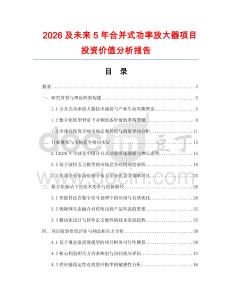 2026及未來5年合并式功率放大器項(xiàng)目投資價(jià)值分析報(bào)告