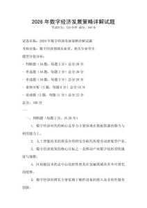 2026年數(shù)字經(jīng)濟(jì)發(fā)展策略詳解試題