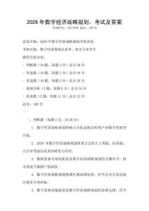 2026年數(shù)字經(jīng)濟(jì)戰(zhàn)略規(guī)劃，考試及答案