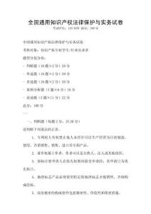 全國通用知識產權法律保護與實務試卷