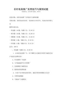 農村電商推廣實用技巧與案例試題
