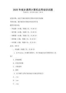 2025年城鄉(xiāng)通用計算機應用培訓試題