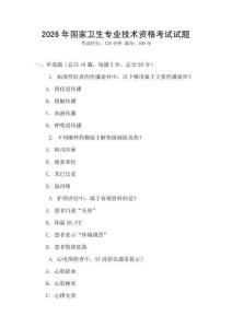 2026年国家卫生专业技术资格考试试题