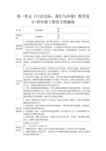 第一單元《口語交際：我們與環境》教學設計-四年級上冊語文統編版