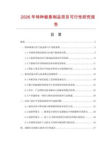 2026年特種碳素制品項目可行性研究報告