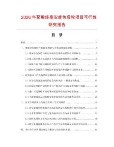 2026年聚烯烴高濃度色母粒項(xiàng)目可行性研究報(bào)告