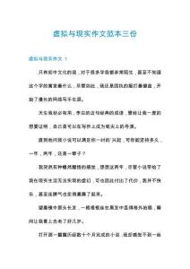 虛擬與現實作文范本三份