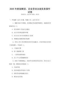 2025年新規(guī)解讀：企業(yè)勞動(dòng)法規(guī)實(shí)務(wù)操作試卷