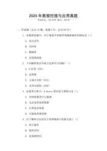 2025年數(shù)據(jù)挖掘與應(yīng)用真題