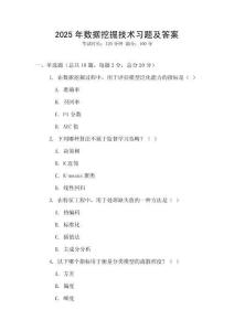 2025年數據挖掘技術習題及答案