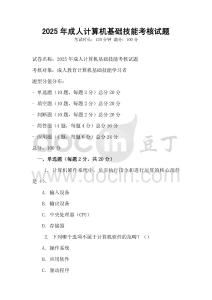 2025年成人計算機基礎技能考核試題