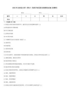 2025年注冊會計師《審計》風(fēng)險評估實務(wù)全真模擬試卷(含解析)