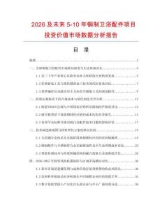 2026及未來5-10年銅制衛浴配件項目投資價值市場數據分析報告