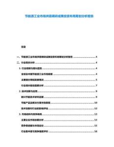 節能源工業市場供需調研成果投資布局籌劃分析報告