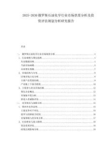 2025-2030俄羅斯石油化學行業市場供需分析及投資評估規劃分析研究報告
