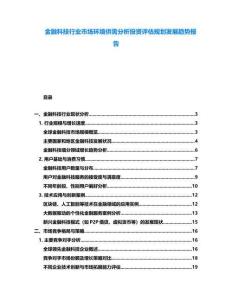 金融科技行业市场环境供需分析投资评估规划发展趋势报告