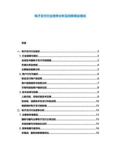 電子支付行業競爭分析及創新商業模式