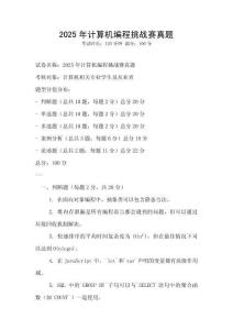 2025年計算機編程挑戰(zhàn)賽真題