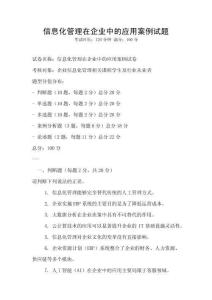 信息化管理在企業(yè)中的應(yīng)用案例試題